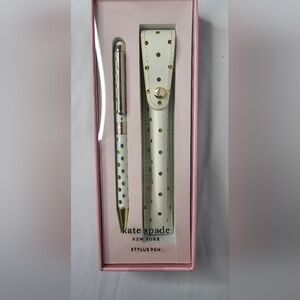 Kate Spade Stylus Pen/Pouch Set Gold Dot NIB